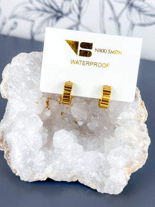 Gold Dylan Ridged Flatback Hoops NIKKI SMITH WATERPROOF