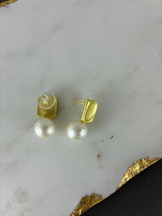 Modern Geometric Pearl Drop Earrings