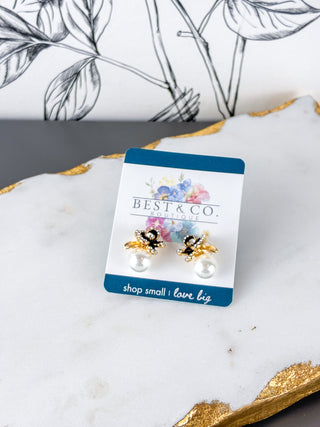 Midnight Rose Pearl Zircon Earrings