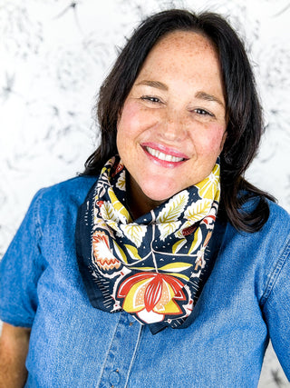 Elsie Wild Rag Bandana Scarf in Black, Chartreuse, Rust