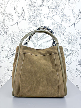 Gianna Faux Suede Satchel | Olive