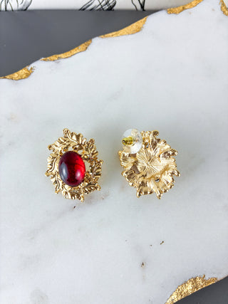 Regal Ruby Red Statement Earrings
