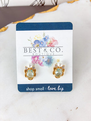 Vintage Inspired Aquamarine Flower Earrings