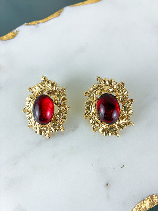 Regal Ruby Red Statement Earrings