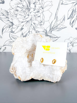 Waterproof Pave Football Stud Earrings Nikki Smith, Flat Back Style