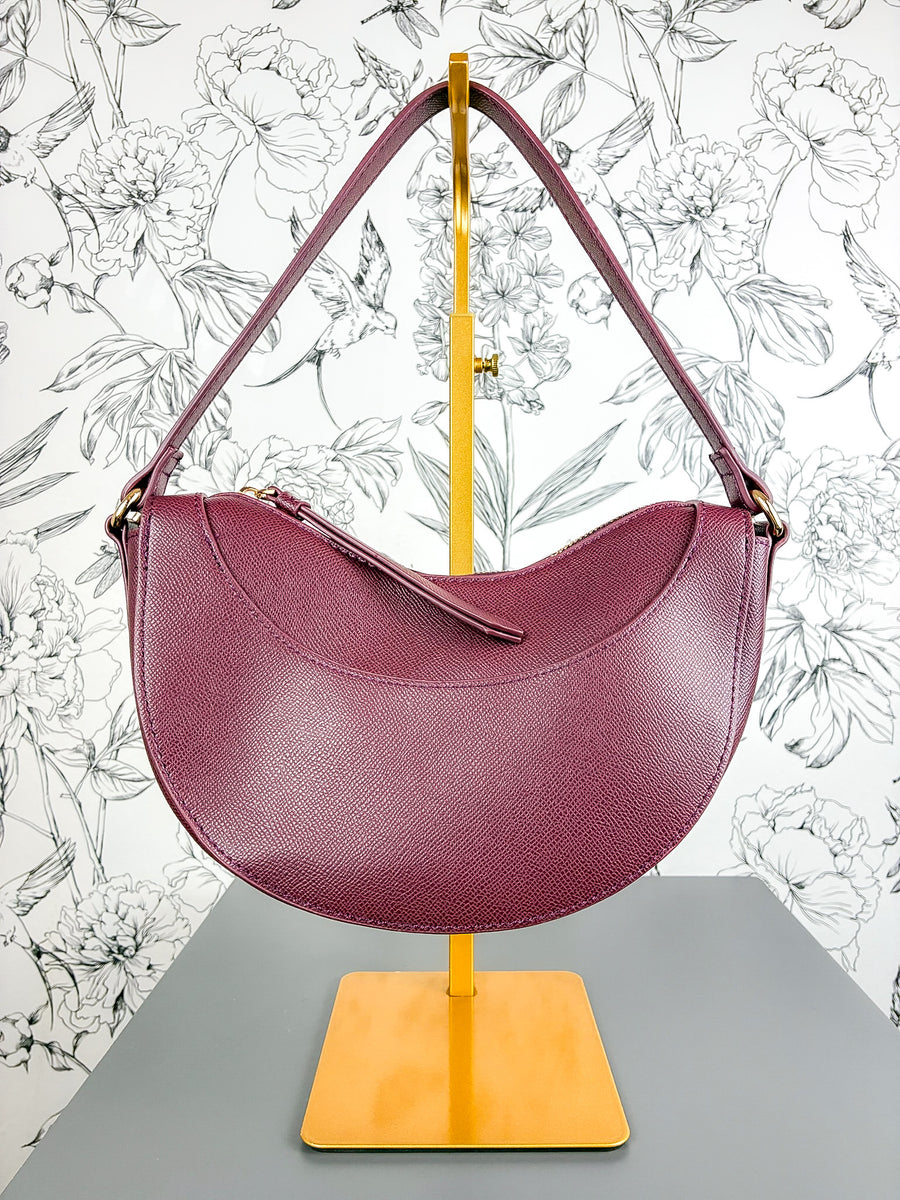 Francesca Vegan Leather Crescent Bag | Burgundy