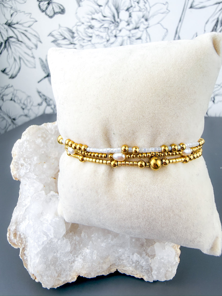 Beaded Game Day Stack | White