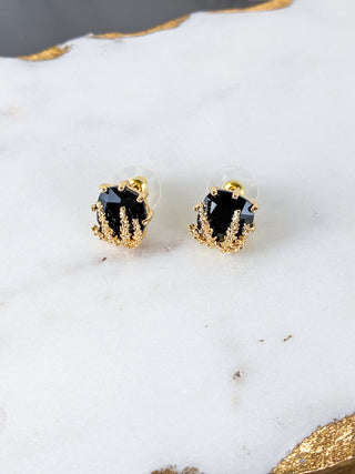 Geometric Black Gold Drop Earrings