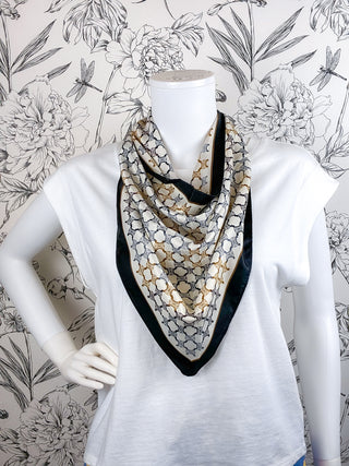 Geometric Triangle Scarf | Versatile 59" Black & Gold BC BAGS