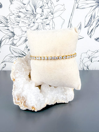 gold tennis waterproof bracelet stretchy nikki smith