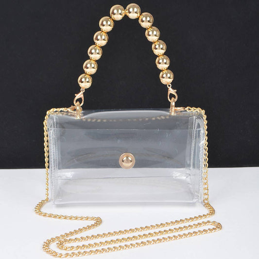 Golden Touch Beaded Clear Handbag Stadium Approved GAme Day BAg