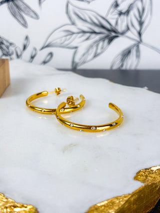 Heidi Thin CZ Hoop Earrings, Mila & Stevie, Waterproof