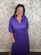 Purple cotton spandex midi dress GAME DAY ADRIENNE
