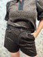 Corduroy spotted brown black short VOY 