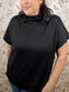 Black knit mock neck short sleeve sweater CURVY