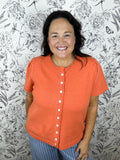 orange knit short sleeve cardigan &Merci
