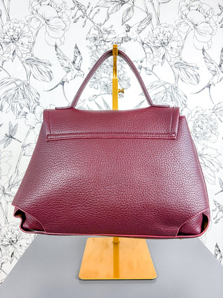 Lune Pebbled Vegan Satchel | Burgundy