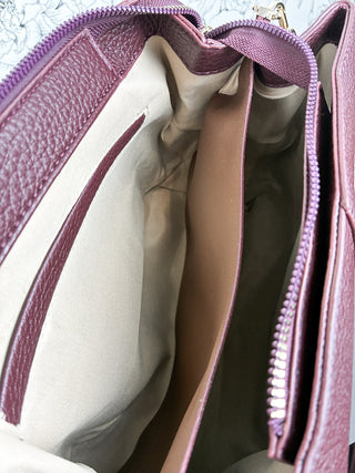 Lune Pebbled Vegan Satchel | Burgundy