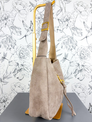 Noa Vegan Suede Hobo | Taupe
