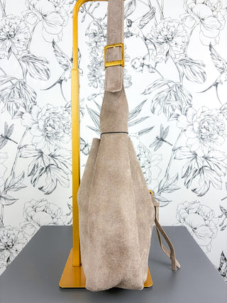 Noa Vegan Suede Hobo | Taupe