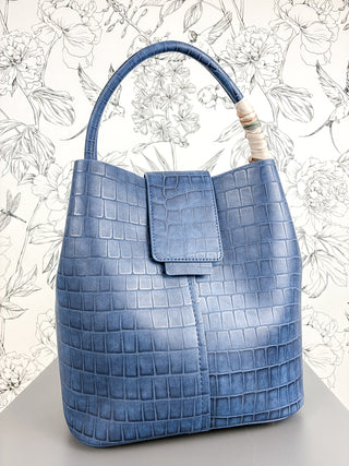 Lucia Croc Vegan Bag | Navy