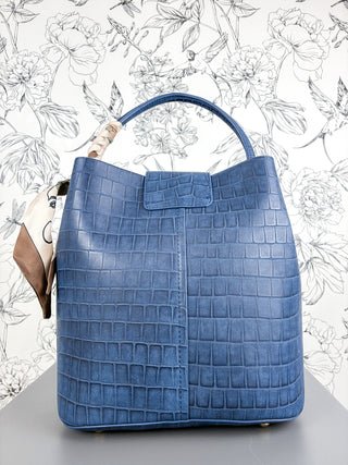 Lucia Croc Vegan Bag | Navy