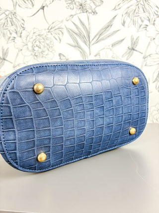 Lucia Croc Vegan Bag | Navy