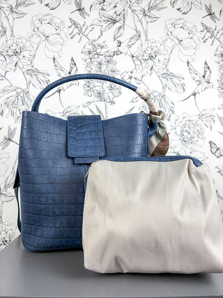Lucia Croc Vegan Bag | Navy