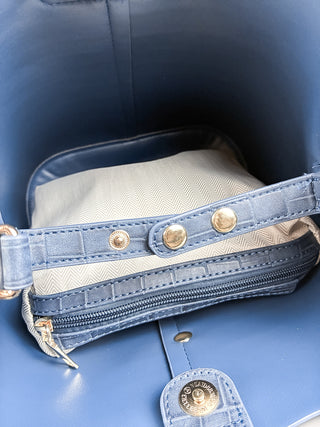 Lucia Croc Vegan Bag | Navy