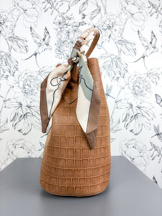 Lucia Croc Vegan Bag | Tan