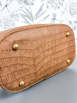 Lucia Croc Vegan Bag | Tan