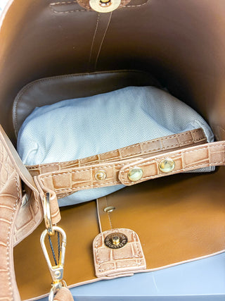 Lucia Croc Vegan Bag | Tan