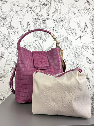 Lucia Croc Vegan Bag | Burgundy