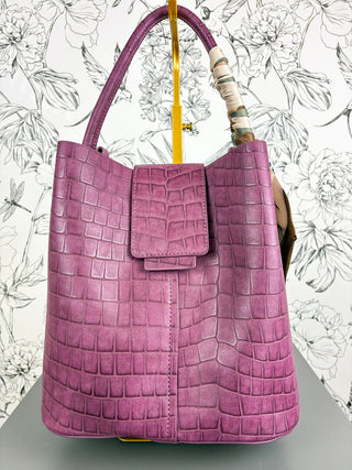Lucia Croc Vegan Bag | Burgundy