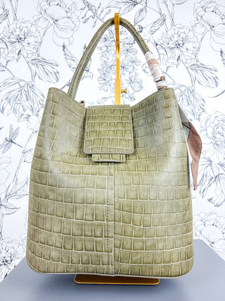 Lucia Croc Vegan Bag | Olive