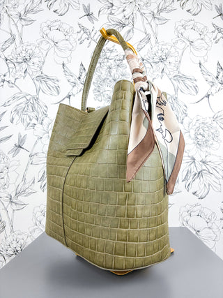 Lucia Croc Vegan Bag | Olive