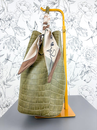 Lucia Croc Vegan Bag | Olive