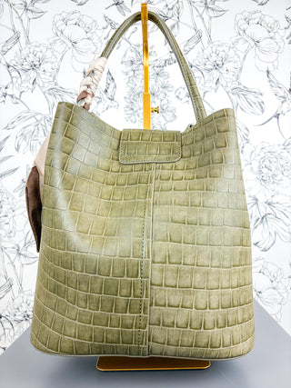 Lucia Croc Vegan Bag | Olive