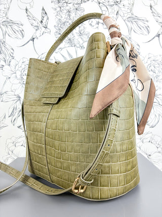 Lucia Croc Vegan Bag | Olive