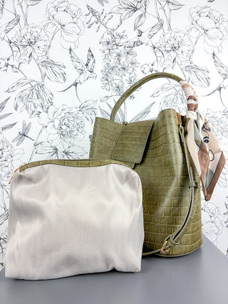 Lucia Croc Vegan Bag | Olive