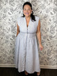 light blue floral zip up midi THML