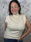 Ivory knit mock turleneck sweater ELAN