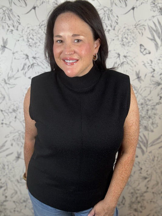 black knit mock turtleneck sweater ELAN