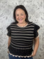 black/ivory stripe crochet sweater ELAN