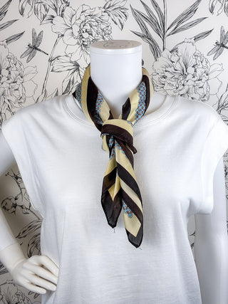 Geometric Square Scarf | Blue & Cocoa