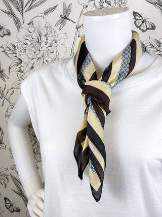 Geometric Square Scarf | Blue & Cocoa