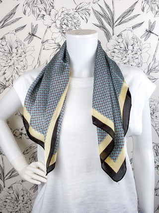 Geometric Square Scarf | Blue & Cocoa