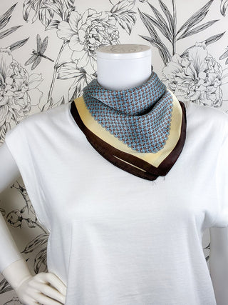 Geometric Square Scarf | Blue & Cocoa