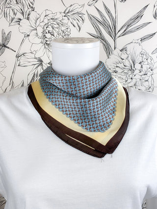 Geometric Square Scarf | Blue & Cocoa