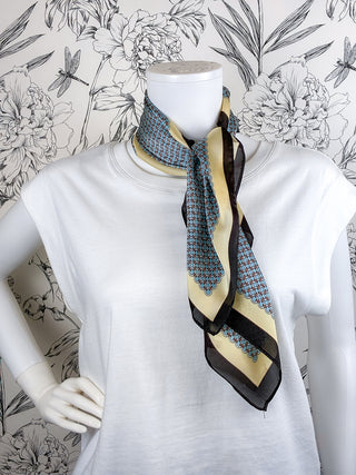 Geometric Square Scarf | Blue & Cocoa